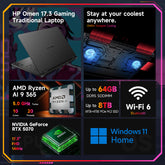 HP Omen 17.3" Traditional Laptop AMD Ryzen AI 9 16GB RAM NVIDIA GeForce RTX 5070 512GB SSD Storage Windows 11 Home 144Hz - Black